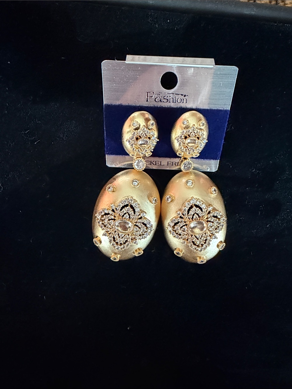 Gold-Tone Filigree Drop Earrings -